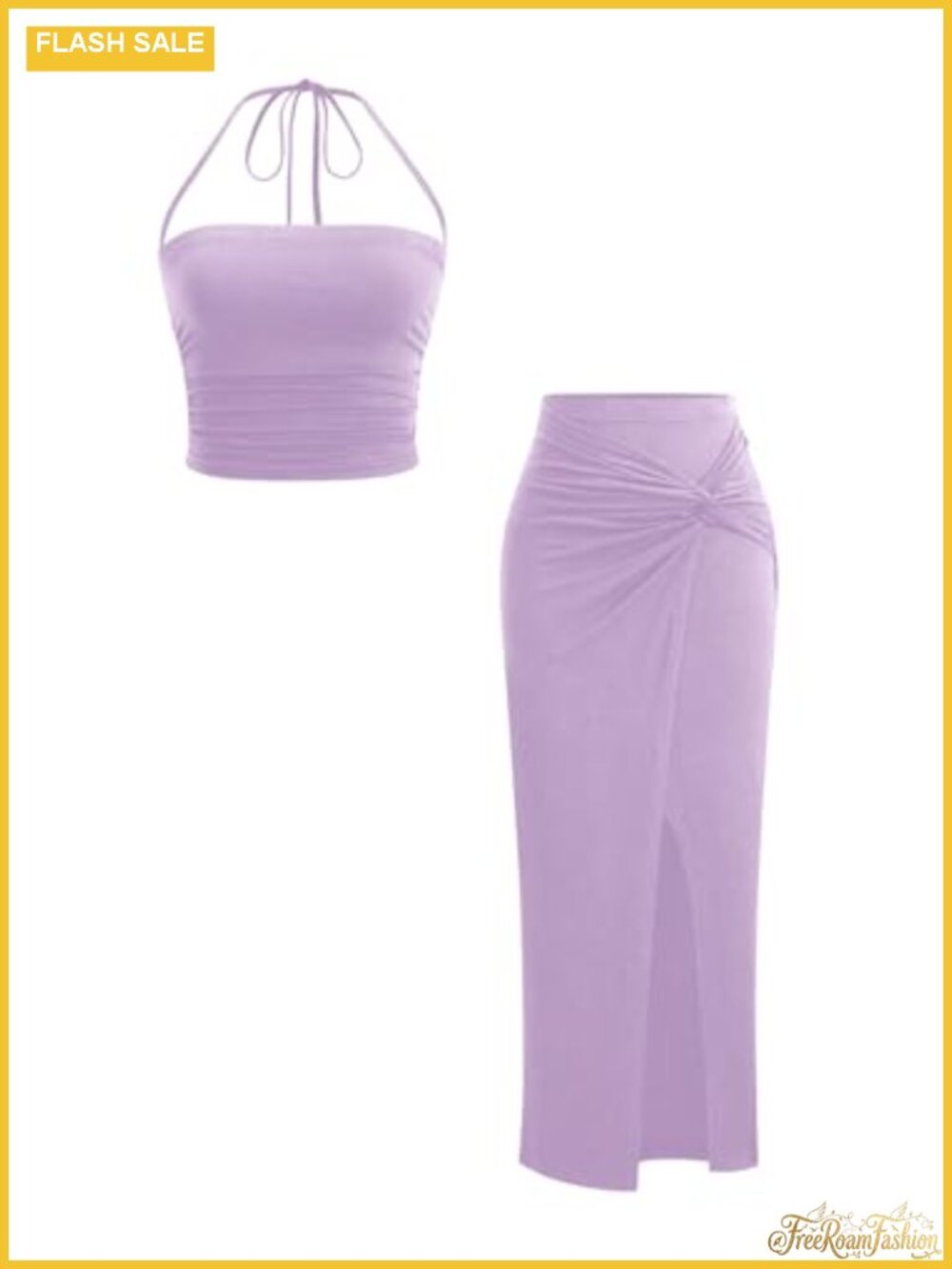 Two Piece Skirt Set Sleeveless Tie Back Twist Knot Going Out Outfit